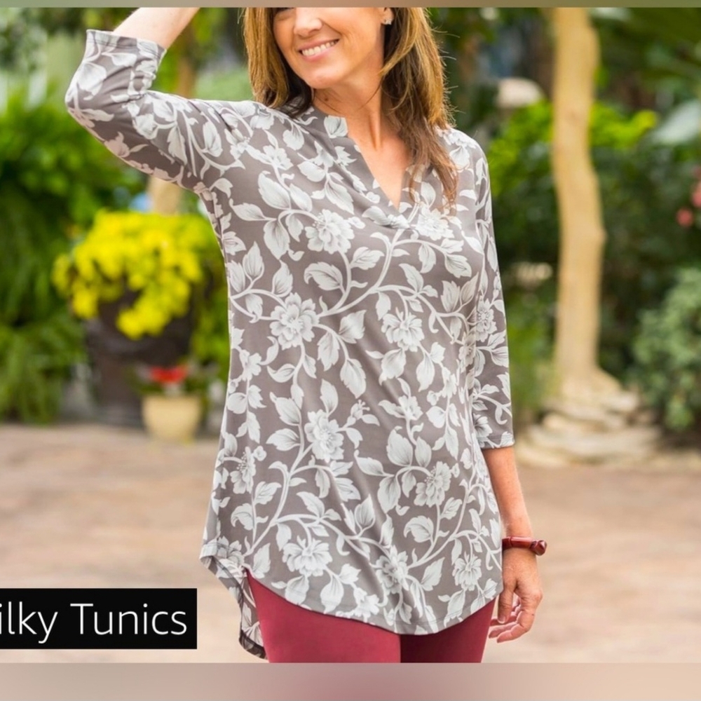 Gray Asymmetrical Tunic with Mandarin Collar